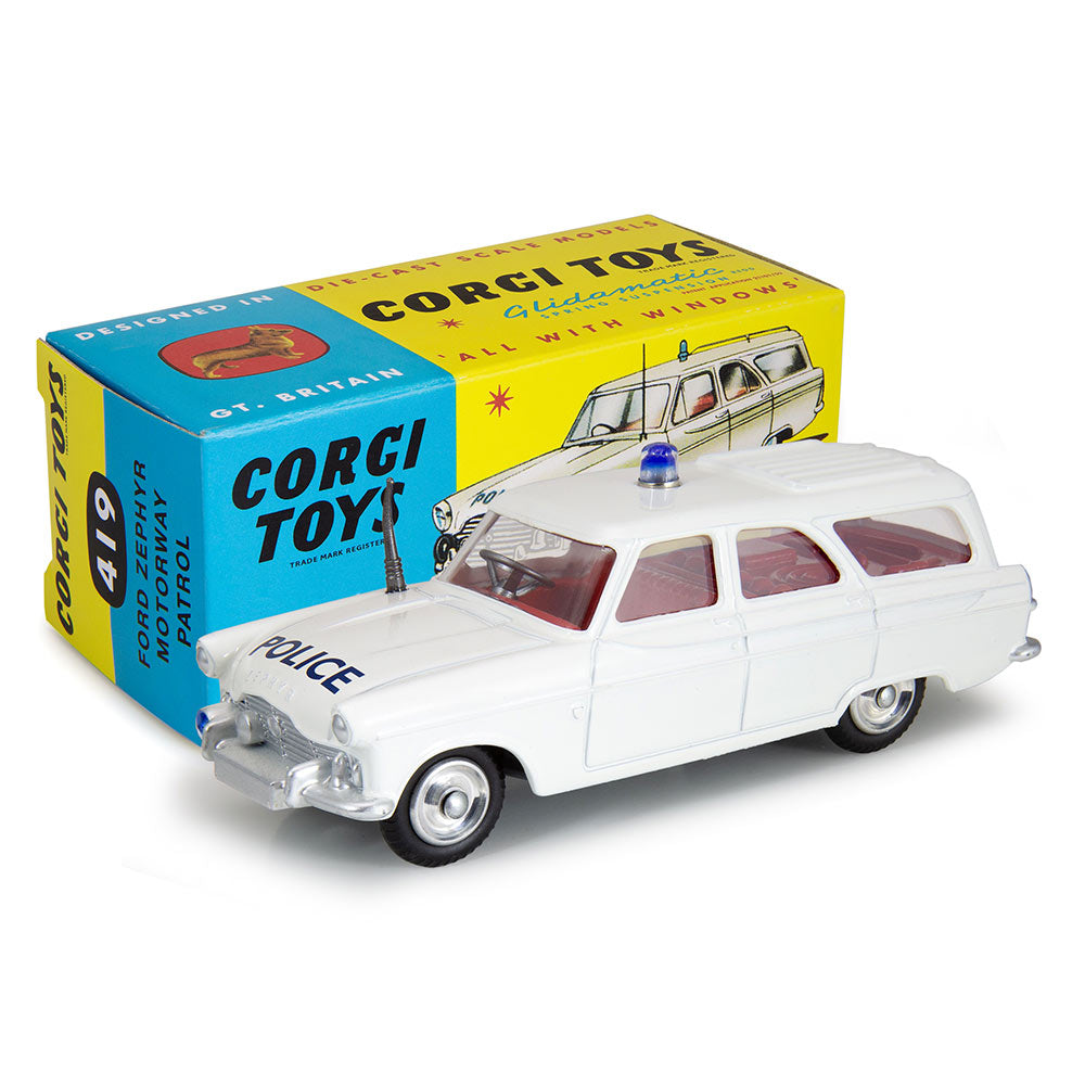 Corgi Jouets N0. 419,Ford Zephyr Autoroute Patrouille - Petit Léger Corgi Jouets N0. 419,Ford Zephyr Autoroute Patrouille - Petit Léger